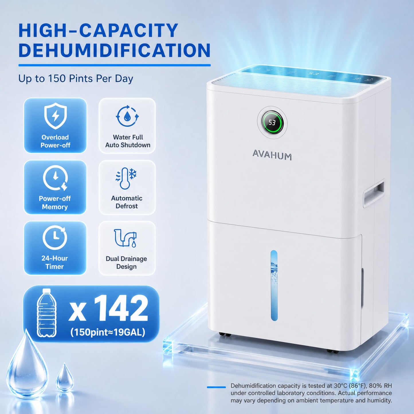 150 Pint Dehumidifier for Basement with Pump,Commercial Dehumidifier with Drain Hose for Home,Industrial and Large Rooms up to 7000 Sq.Ft Quiet, 2.1 Gal Tank, 3 Modes & 2 Fan Speeds