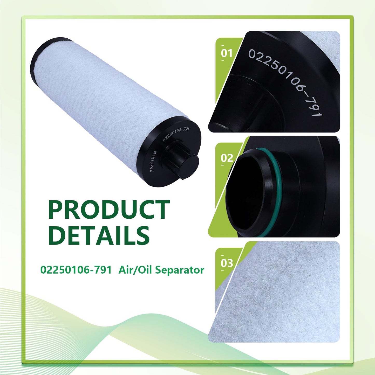 02250106-791 KAYIQIN Air-Oil Separator Replacement Part Compatible with ES8 Air Compressor 02250106-789 02250050-604 250035-239