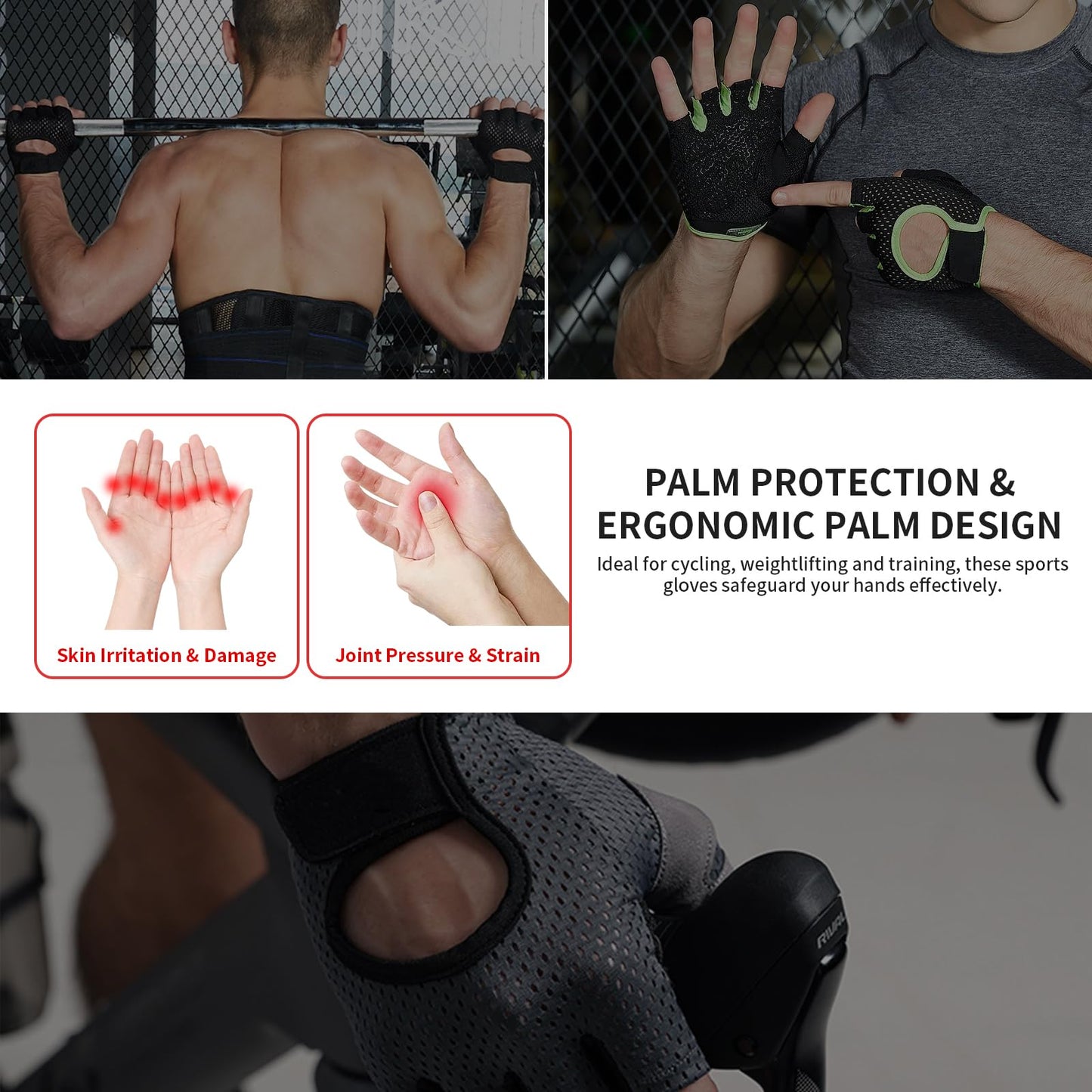 Tostyles Workout Gloves for Men Women Exercise Gloves Non-Slip Silicone Padded Palm Grip Protection for Weight Lifting, Cycling, Gym, Training, Breathable and Snug Fit