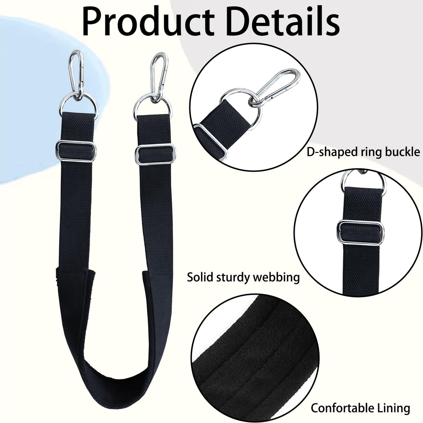 Pilates Foot Strap with Hook and Adjustable Buckles, Cotton Pilates Reformer Strap for Core Training, Balance and Flexibility Exercise Equipment, Thickened 27.6 Inch