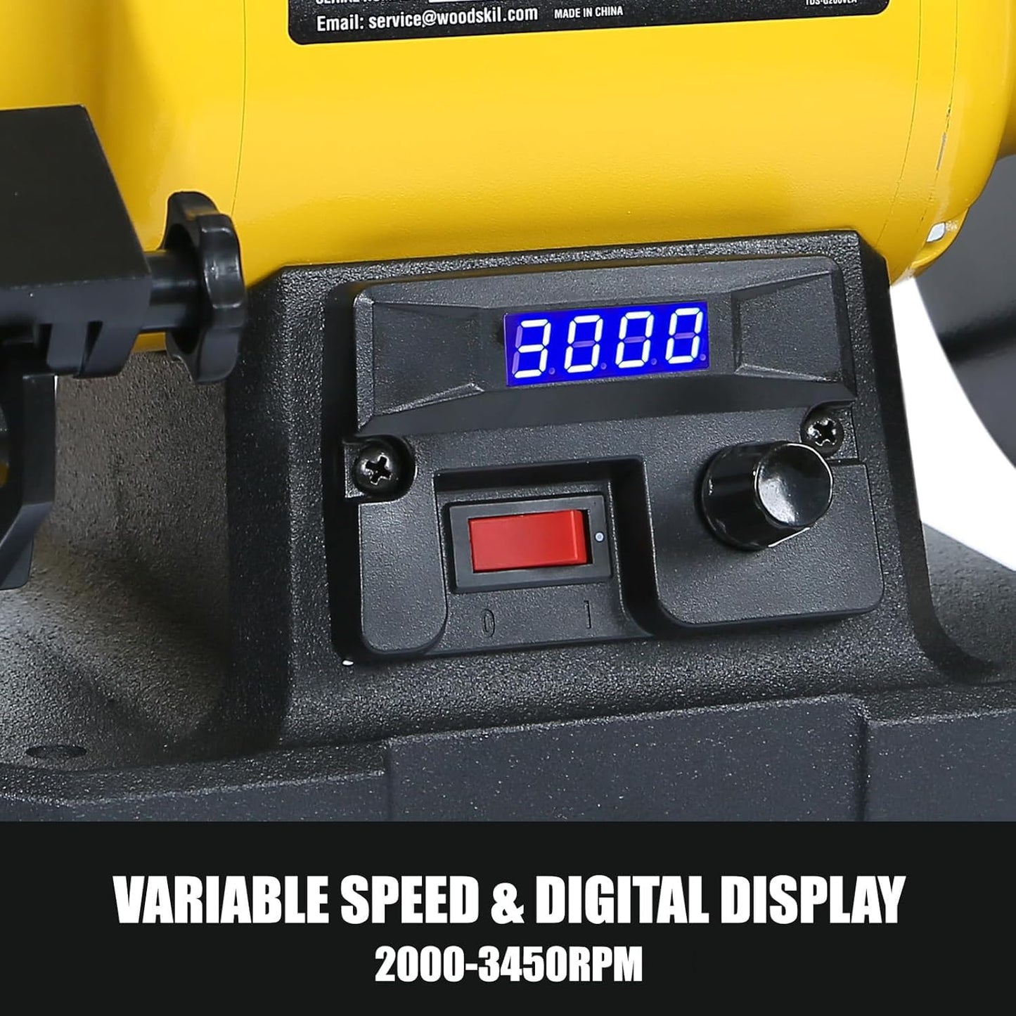 Digital Display 8 Inch Variable Speed Bench Grinder, 3/4HP 5.0 Amp Power Bench Grinder with Work Light, Adjustable Tool Rest and Cast Iron Base for Knife, Chisel