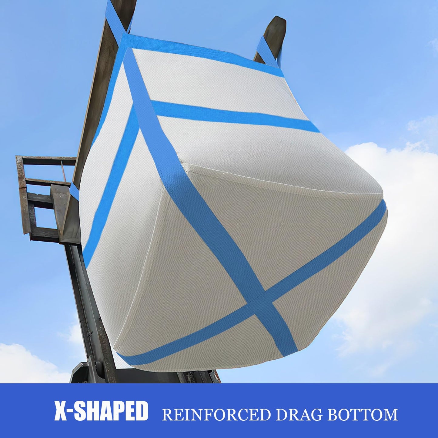 Aolikebao 10Pcs FIBC Bulk Bag,One Ton Bag, 35.4"L x 35.4"W x 43.3"H,3300lbs SWL Safty Factor 3:1,Woven Polypropylene Bags,Four Hanging,Duffle Top Flat X-Bottom