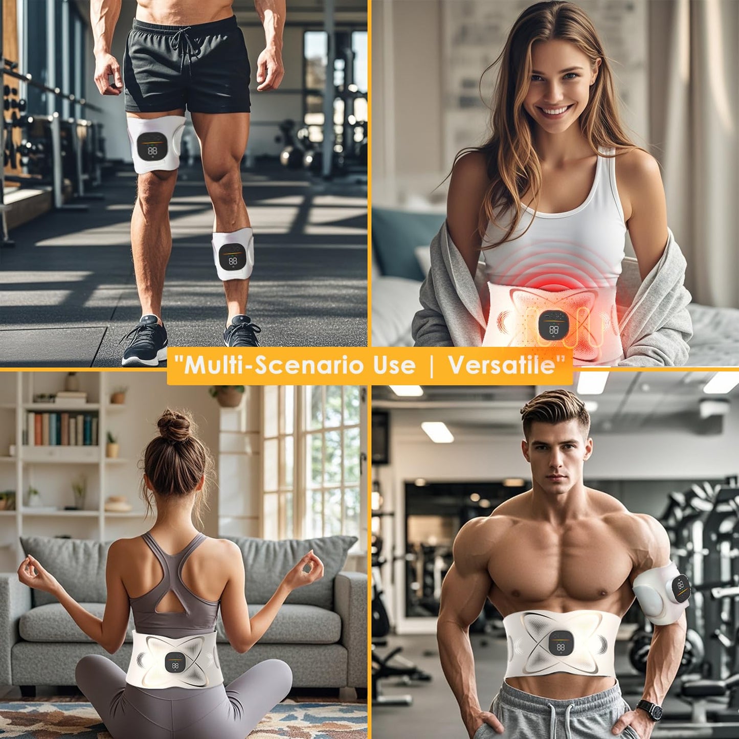 Abs Sculptor, Ab Toning Belt with Heat for Stomach Cellulite Removal Belly Fat Burning, ab Toner Machine for Belly Exercise Smooth & Firming, Lower Back Massager for Women Men Pain Relief Unisex Gifts