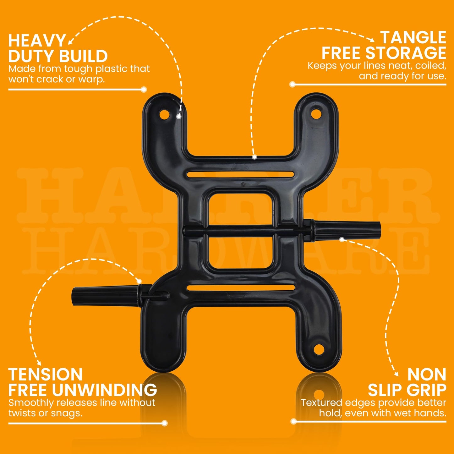 Harrier Hardware Trotline Winder, Black, Christmas Lights Catfish Line Reel & Cord Organizer