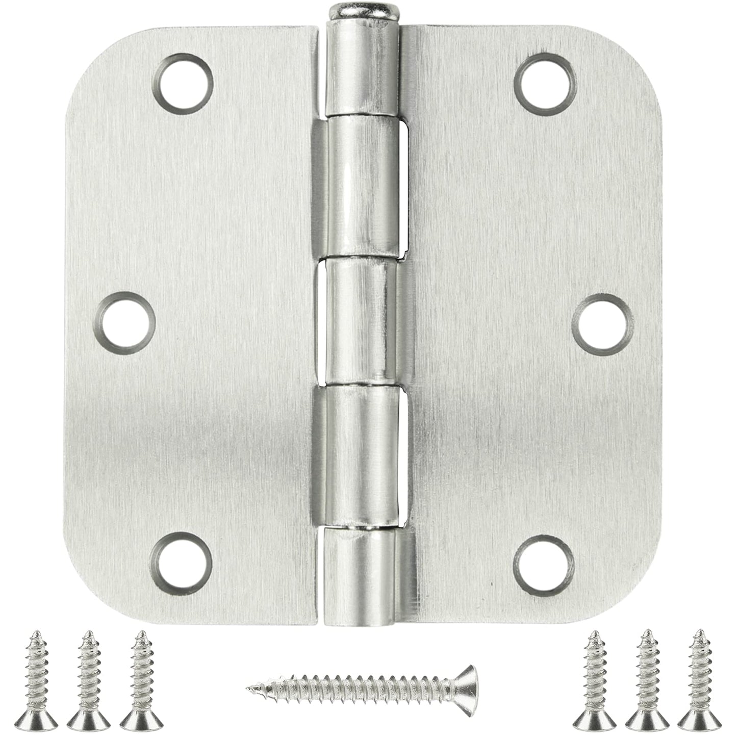 12 Pack Nickel Door Hinges Brushed Nickel Hinges for Doors 3 1/2 Interior Door Hinges Satin Nickel 3.5"x3.5 Inch Hinges Rounded 5/8" Radius Standard Residential Bedroom Door Hinge Sturdy Door Hardware