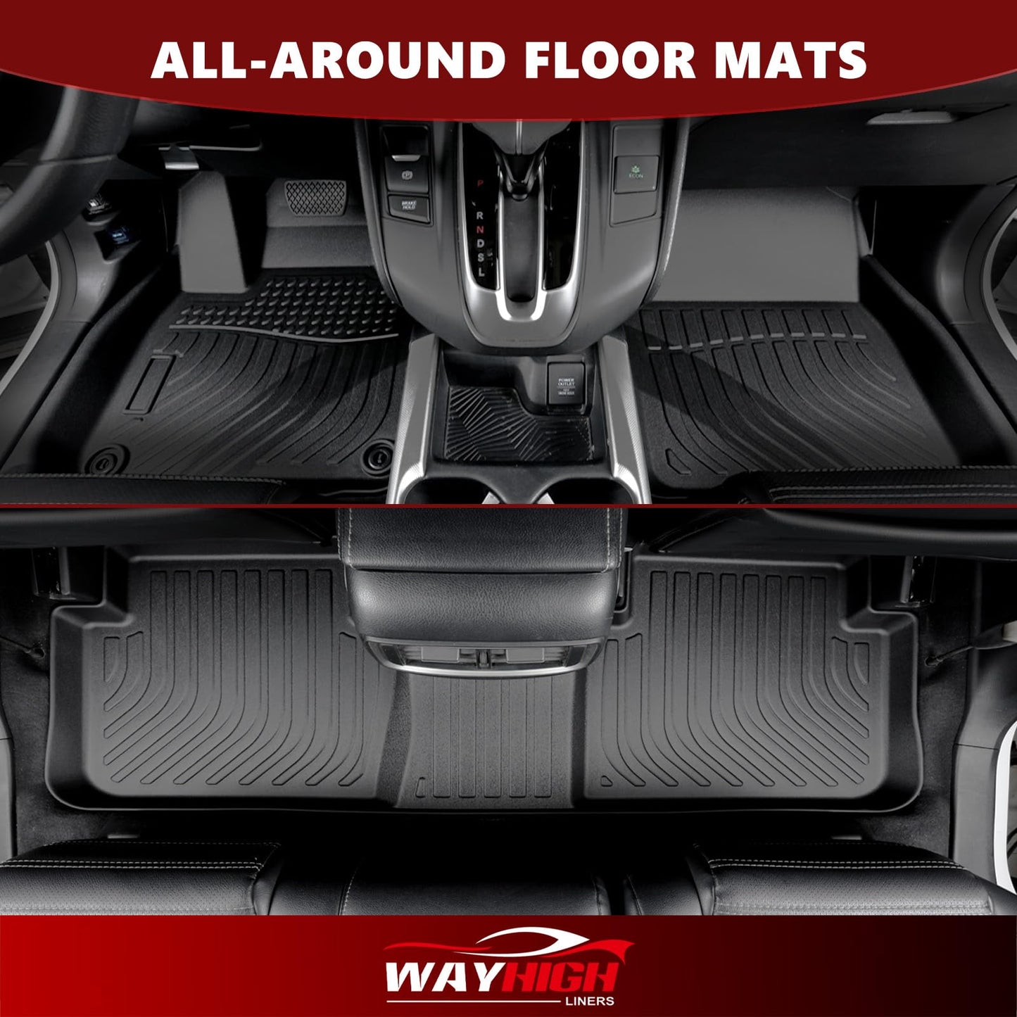 Wayhigh® Floor Mats & Cargo Liner for Toyota RAV4 Hybrid 2019-2024 2025(Only Hybrid) All Weather TPE Car Mats Waterproof Heavy Duty Floor Liners Custom Fit for RAV4 Accessories- Black