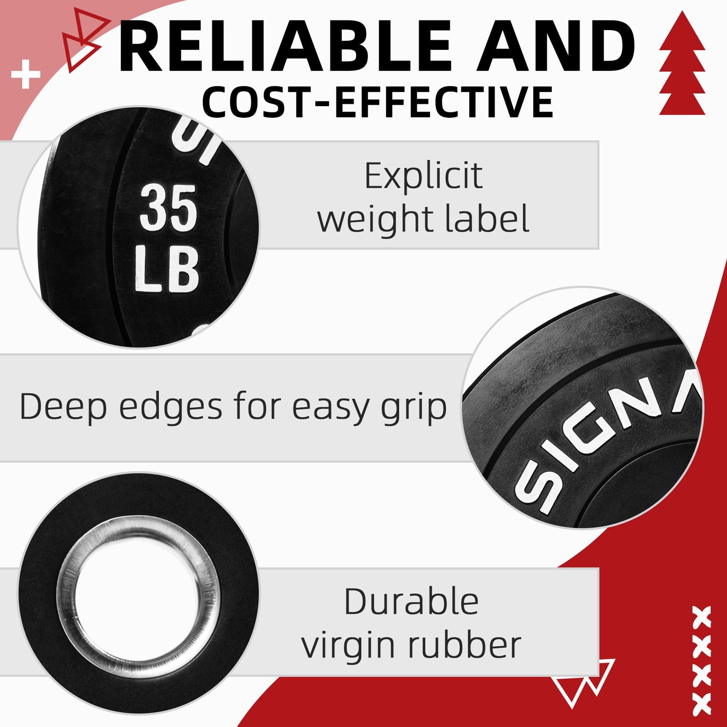 Fitvids 2-Inch Olympic Rubber Weight Plates Sets, Bumper Plates Set for Strength Training, 280 Lbs Set, Black