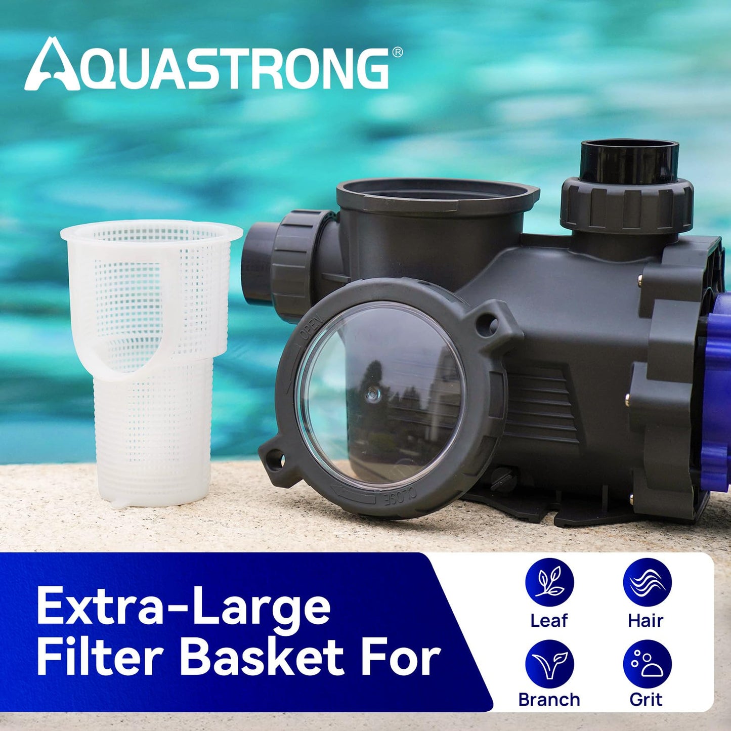 Aquastrong In/Above Ground Pool Pump High Flow Self Primming Swimming Pool Pump,Glossy Black
