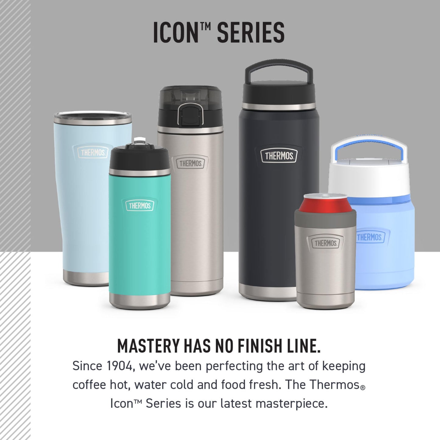 THERMOS ICON Stainless Steel Food Jar with Spoon, 12 Ounce, Light Blue