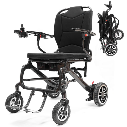 John Dawson Electric Wheelchairs for Adults 33LBS 100% Carbon Fiber, 30 Miles Long Range Lightweight Foldable Motorized Wheelchair with Dual 10Ah Batteries & Dual Motors