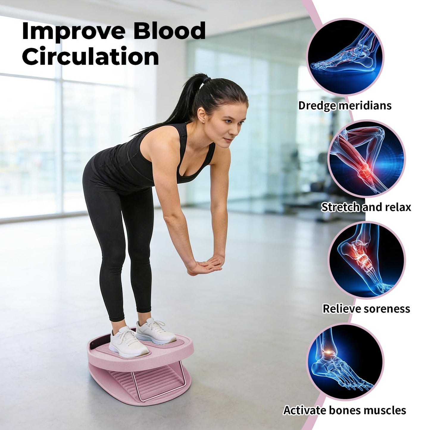 HAIZAIGUOGUO Calf stretcher slant board, 15-Level Adjustable Slant Board for Plantar Fasciitis, Shin Splints & Achilles Tendonitis, Lightweight Ankle Stretch Board for Home Gym or Travel(Pink)