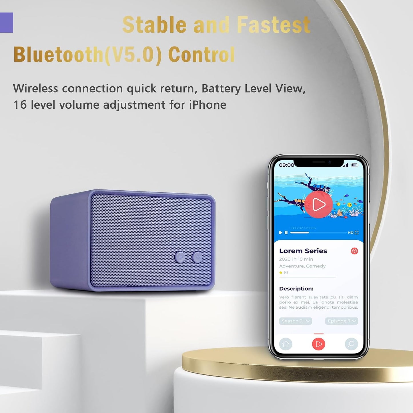 Konex audio 5W V5.0, 12H K-Cube-PP Bluetooth Speaker, HD Sound, Bluetooth Playtime, Purple