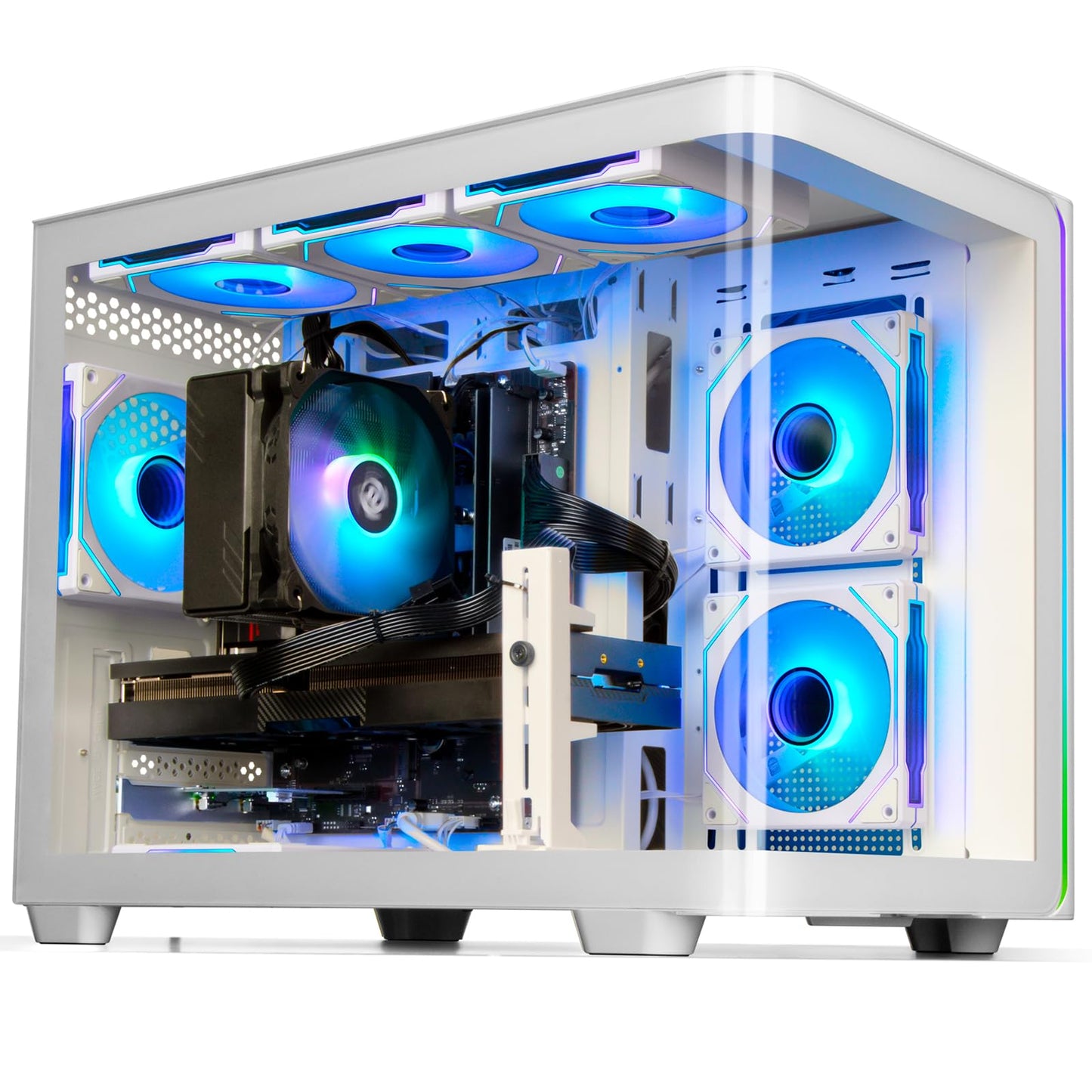 LXZ Gaming PC Core i7-14700F PC Computer, RTX 5060 8G, 16G DDR5 RAM, 1TB NVME 3.0 SSD, Prebuilt Gaming Desktop, VR Ready Tower Computer for Home and Office (White)