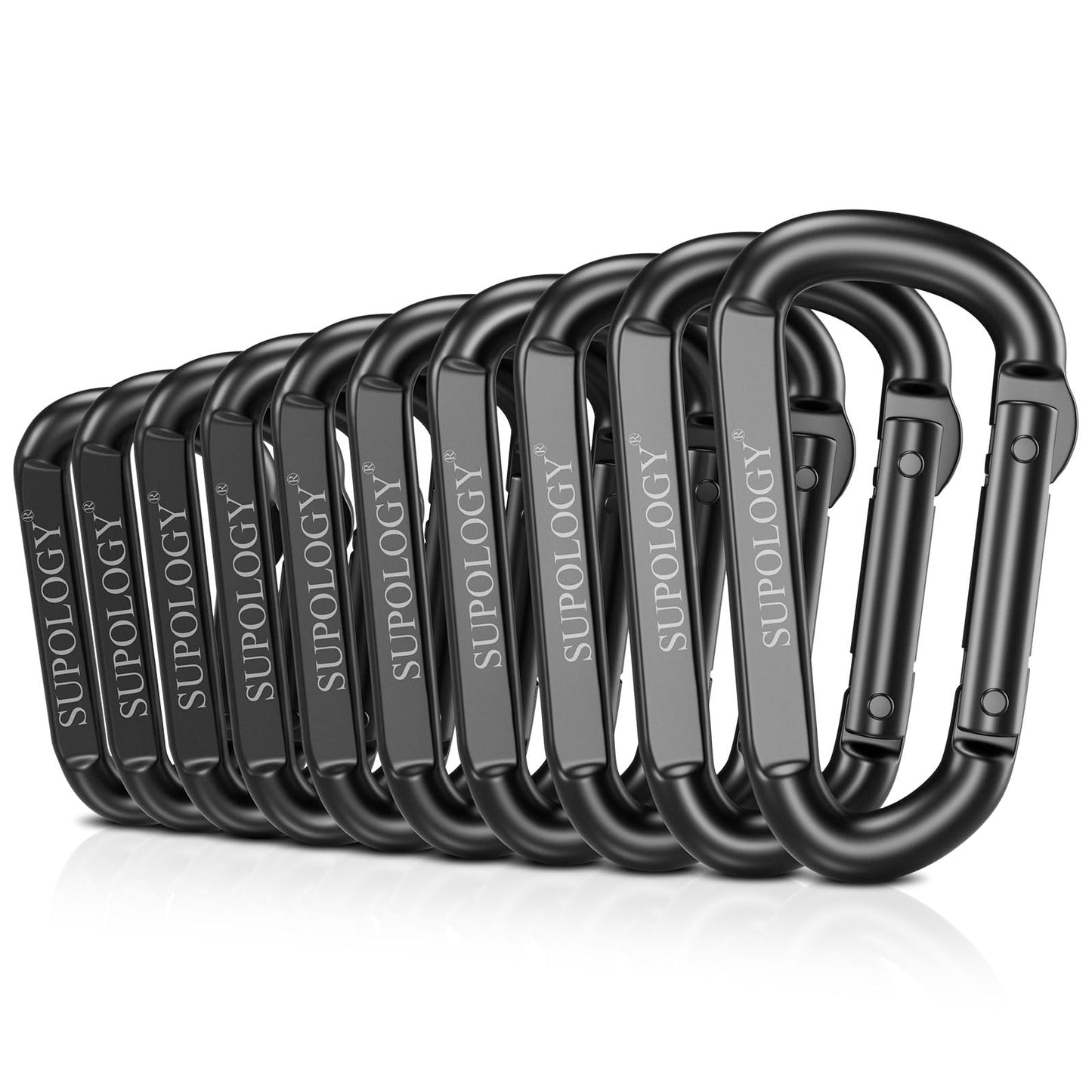 Carabiner Clips, 900 LBS 2.5" Iron Heavy Duty Caribeaners for Hammocks, Camping Accessories, Hiking and Gym, D Shaped Spring Hook Small Carabiners for Dog Leash, Key Ring (10PCS)