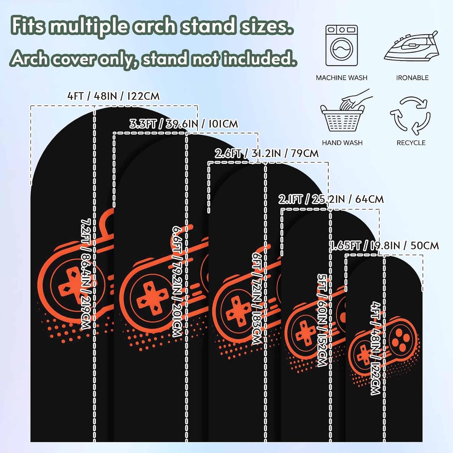 BaqwedCoSz 6.6 Game Theme Arch Backdrop Cover FT Red Game Controller Stretchy Elastic Arch Stand Covers Spandex Arched