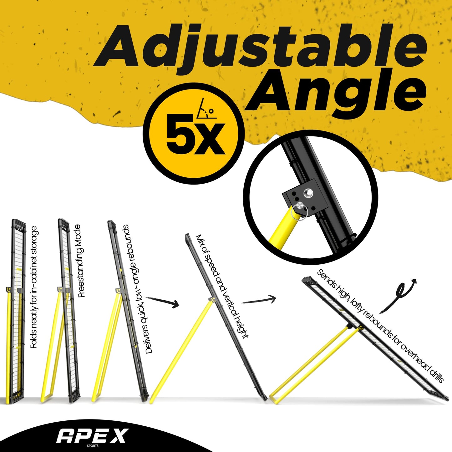 Apex Sports Adjustable Volleyball Rebounder Net 7x4 ft – Bounce Back Training Equipment with Angle Customization for Practicing Volleying, Bumping, Spiking – Durable & Portable with Travel Bag (AP004)