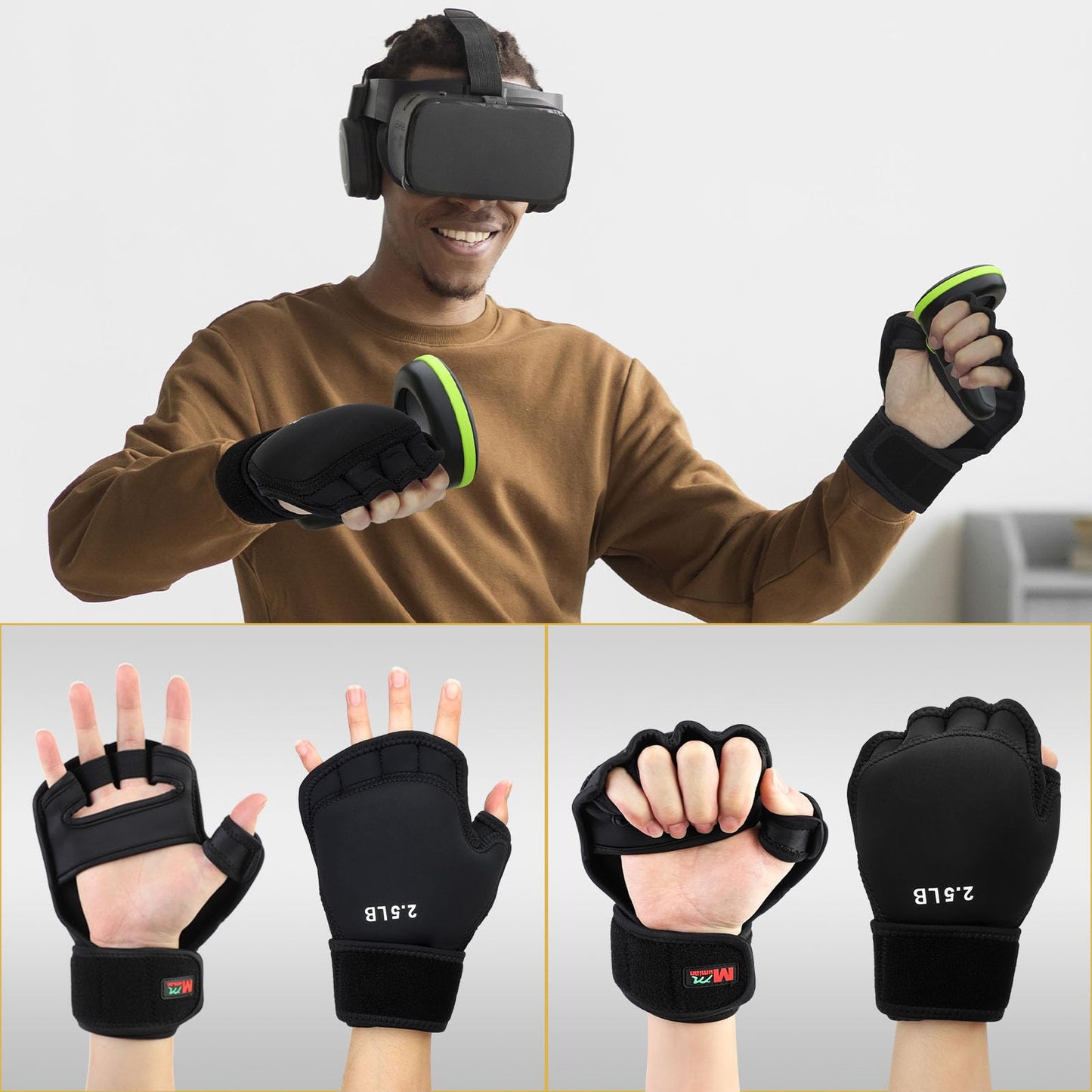 Weighted Hand Gloves 5lb(2.5lb Each), Soft Iron Fitness Gloves, Washable, for Gym Boxing Swimming Strength Training (5lb)