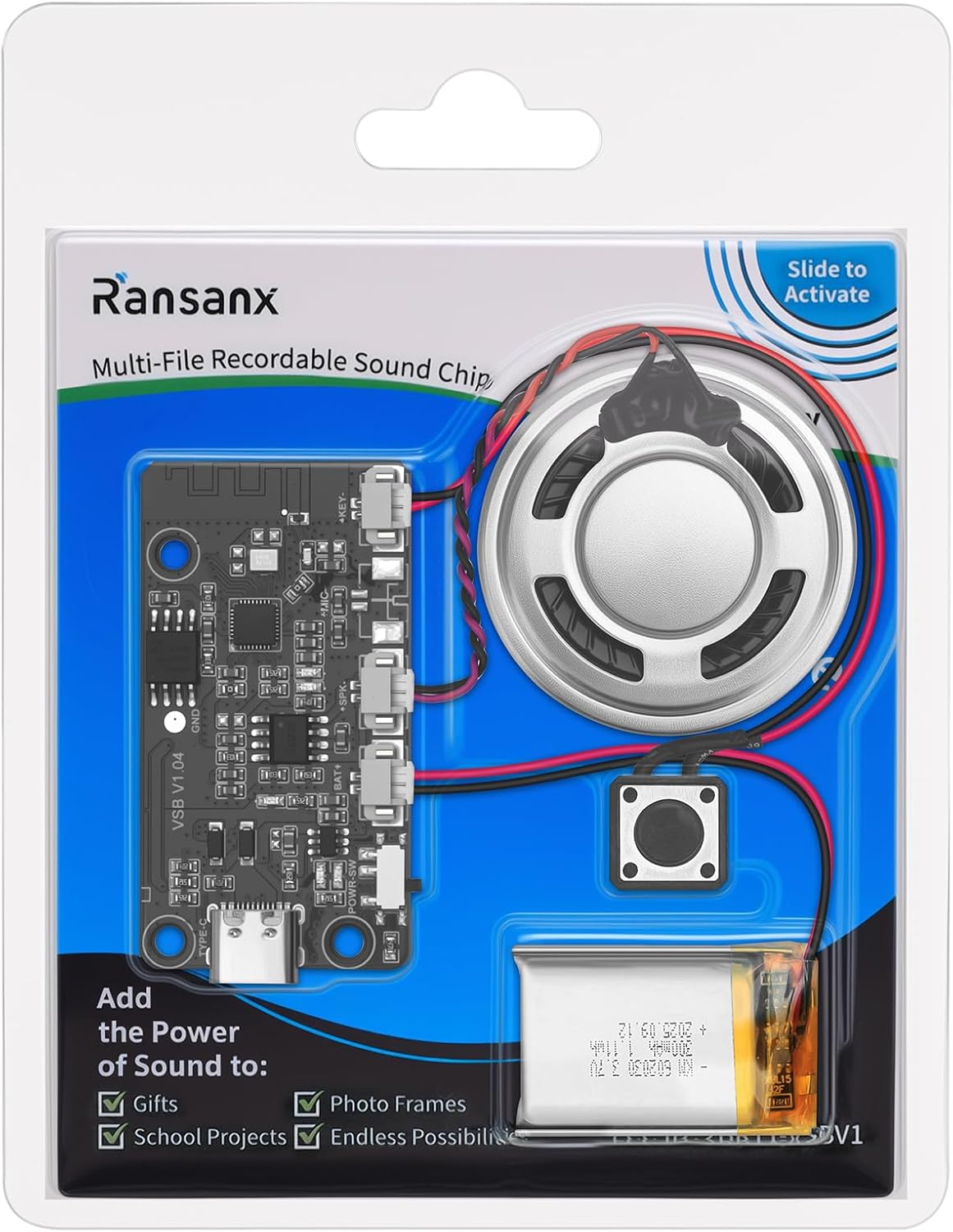 Ransanx MP3 Voice Recording Module Chip with Speaker Records and Plays Multiple Songs and Messages Create Recordable