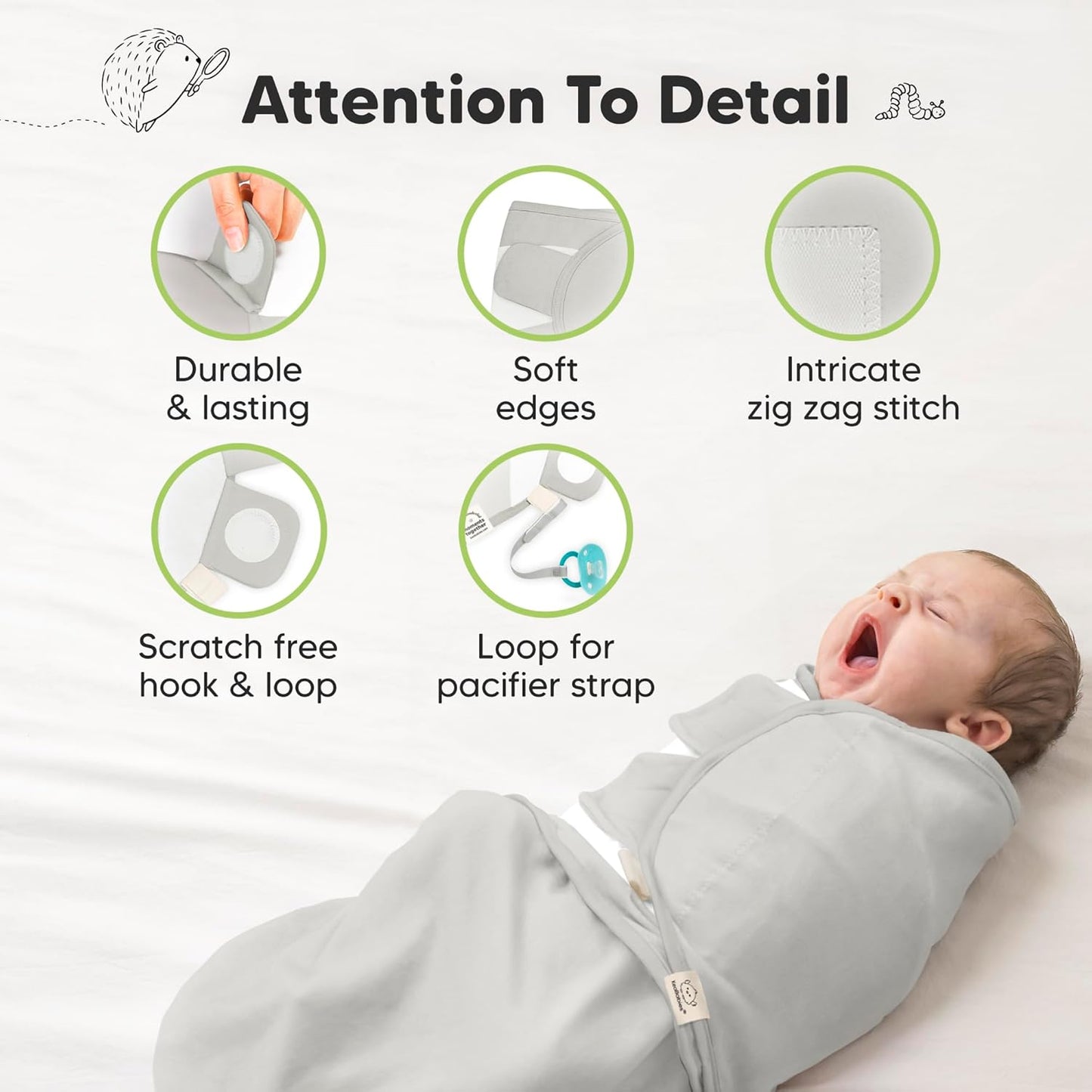 Organic Baby Swaddle Sleep Sacks by [Brand Name] - Soft & Snug for Newborns 0-3 Months | 3-Pack in Sage
