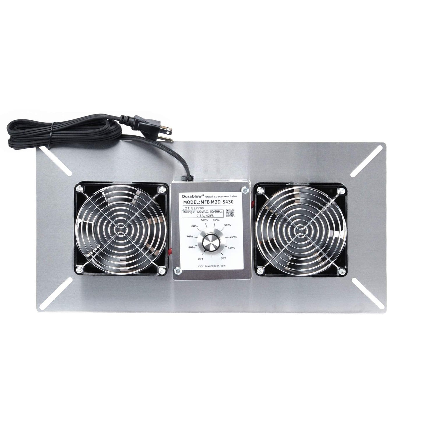 Durablow 220 CRM Air-Out + Air-In Crawl Space Vent Fans Bundle (Stainless Steel, M2D-S430 + M2D-S430-N)