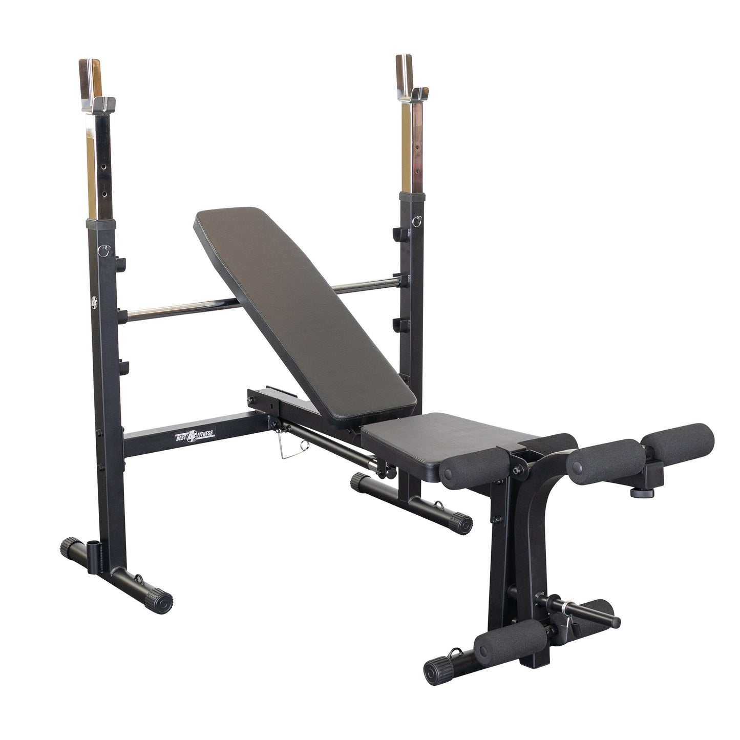 Best Fitness by Body-Solid Olympic Bench, Adjustable Weight Bench with Leg Developer and Folding Storage Fits 6' and 7' Barbells, Home and Commercial Gym Equipment, Midnight Black