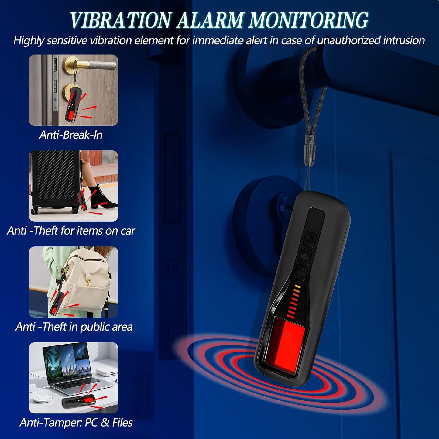 jjxeqo Scanner,5-Level Adjustment,6 Hidden Camera Detector,GPS Tracker Detector,Wireless Signal Sensitivity Detection