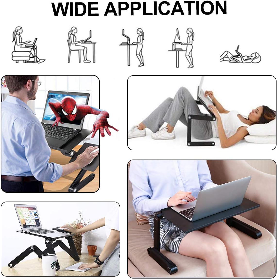 Lovinouse Upgraded Adjustable Aluminum Laptop Desk, with Cooling Fan, Mouse Pad, Notebook, MacBook Laptops Table Stand