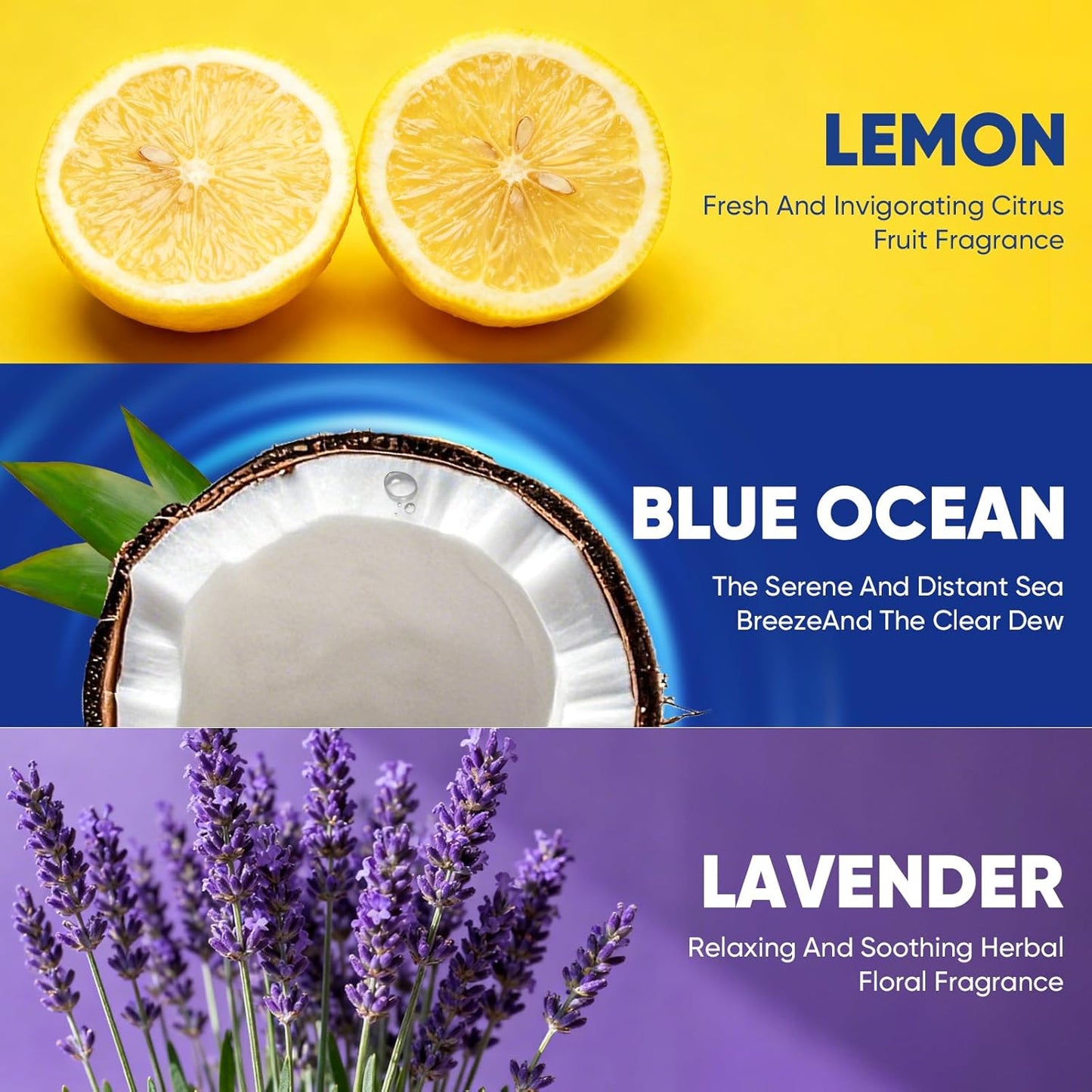 Aromative Toilet Brush Refills - 30Ct Disposable Cleaning Pads with Double-Layer Design | Lemon, Blue Ocean, Lavender