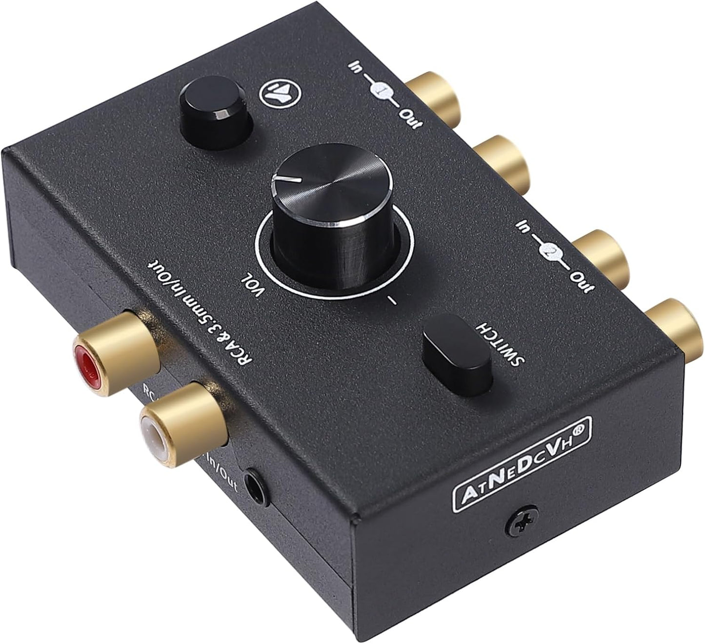 ATNEDCVH 3.5mm 1 2 2 1 2-Way RCA Port in Out / in Out Bi-Directional Audio Switcher, Stereo L/R Sound Channel Speaker