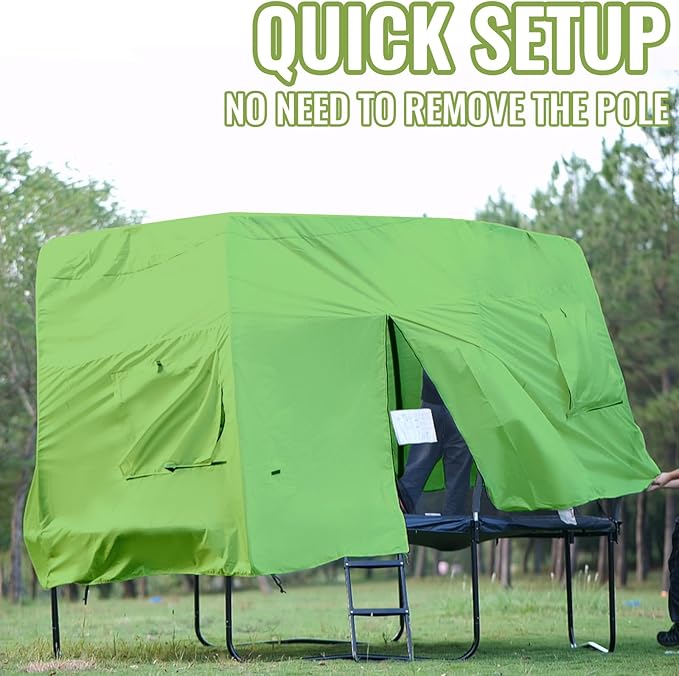 Gardenature 10FT/12FT/14FT Trampoline Tent(Tent Only), Fit Round Trampolines, Shade Cover with LED Light, Outdoor Trampolien Accessories, Anti-Tear