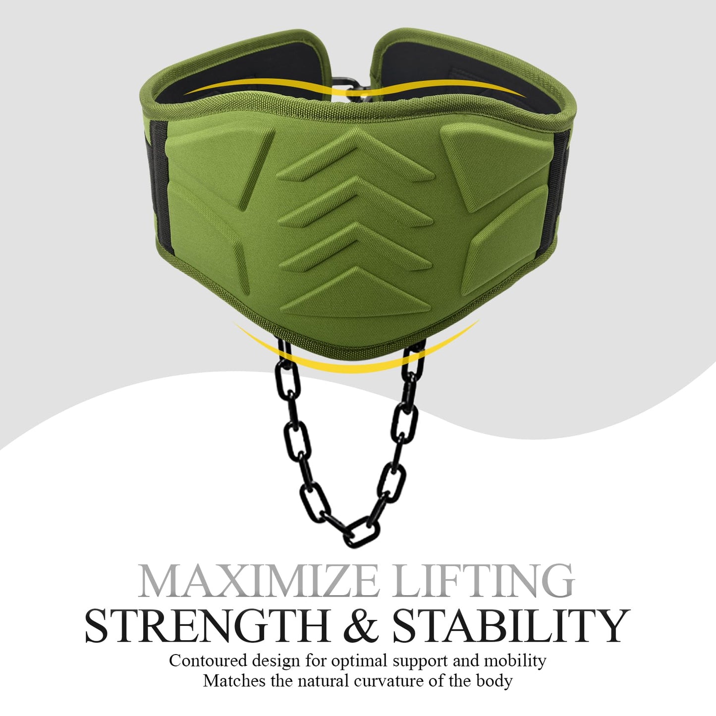 Weightlifting Belt with 41 IN Steel Chain Dip Belt for GYM Workout, Pull Ups, Crossfit, Weight Lifting, Squat, Training, Fitness (Military Green)