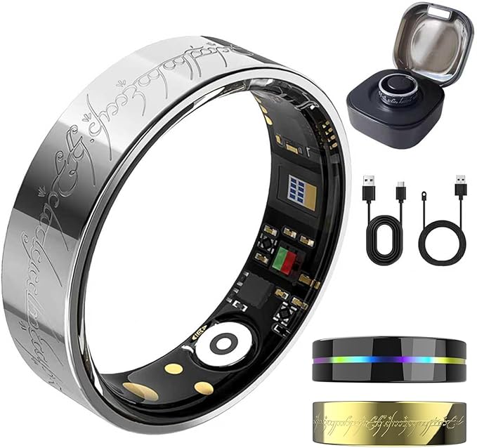 Ultra Smart Ring for Women Men,Health Fitness Tracker with Sleep/Blood Pressure/Oxygen Monitoring, Heart Rate & Activity Tracking,IP68 Waterproof, 5+Day Battery,No Subscription Fee 1-Silver 12
