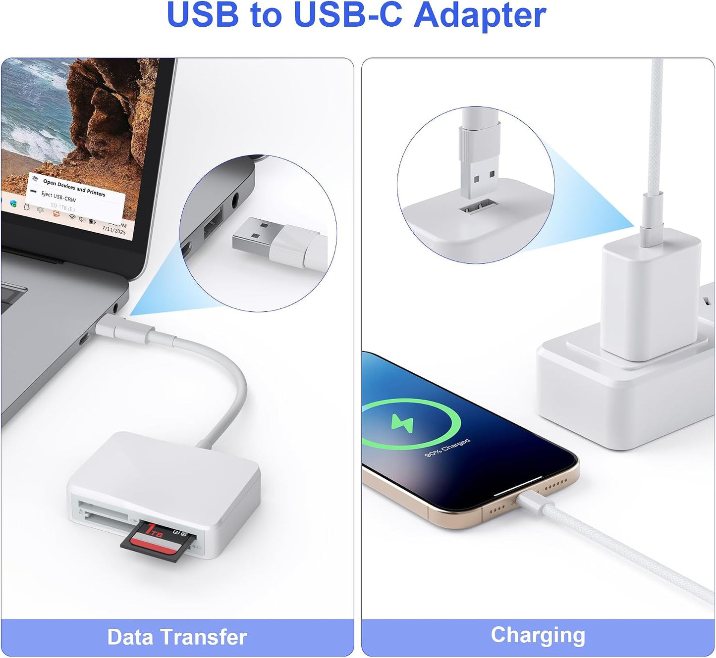RRSITIAU 4 1 17/16/15 M4/M3/M2 SD Card Reader, in USB C to SD/TF/CF/MS Card Reader with USB to USB C Adapter Memroy