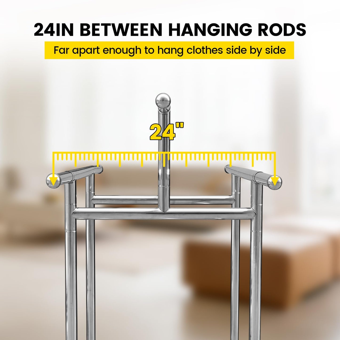 DEGEDUN Heavy Duty Clothes Rack Load 660LBS, Portable& Adjustable Clothes Rack with Wheels Garment Rack, Lockable Rolling Wheels, for Bedroom and Laundry Room