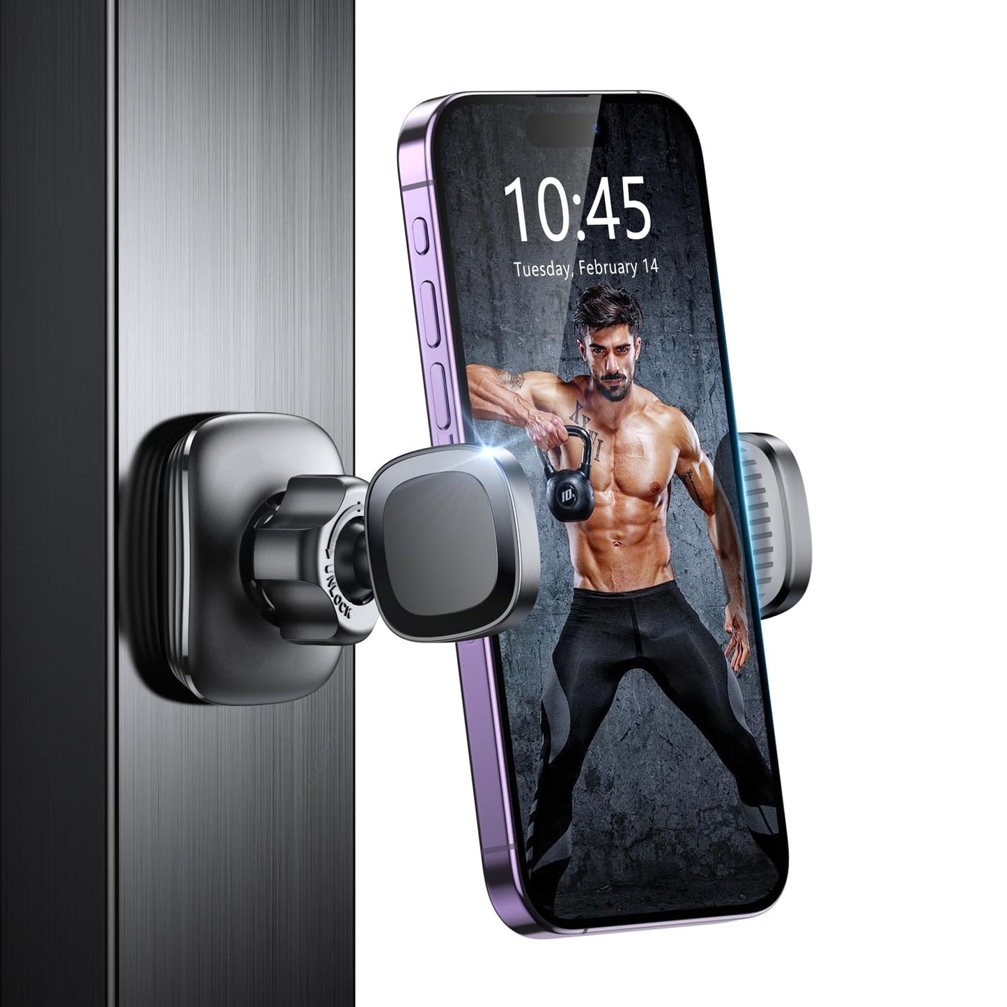 iBytoc 2026 Multi-functional Magnetic Phone Holder for Gym Golf Cart, 360° Rotatable Gym Phone Holder Camera Bracket Workout Record, or Any Metal Surface, Gym Magnet Phone Mount Fits for 4.7-7" Phones
