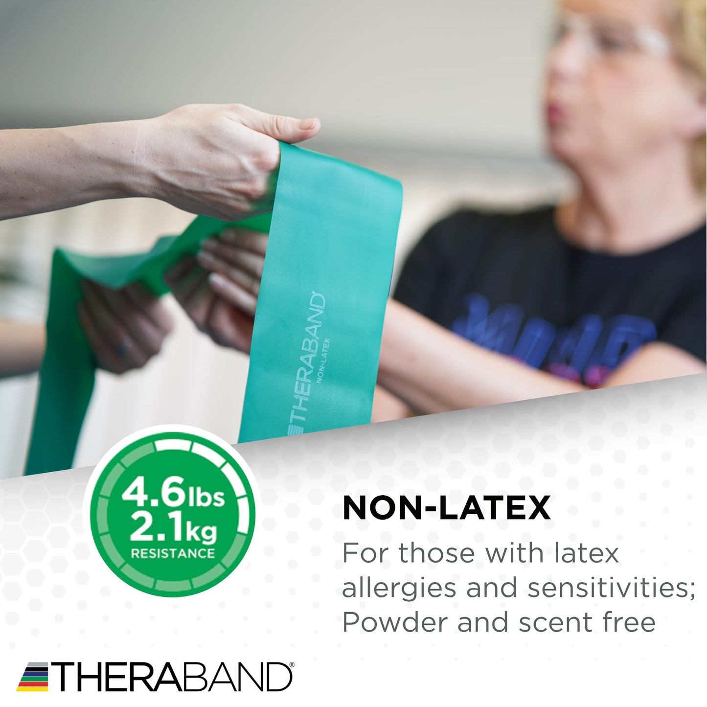 THERABAND Resistance Bands Set, Beginner Kit, Yellow, Red, Green, Non-Latex Elastic Bands for Exercise & Physical Therapy, Strength Training for Upper & Lower Body Fitness