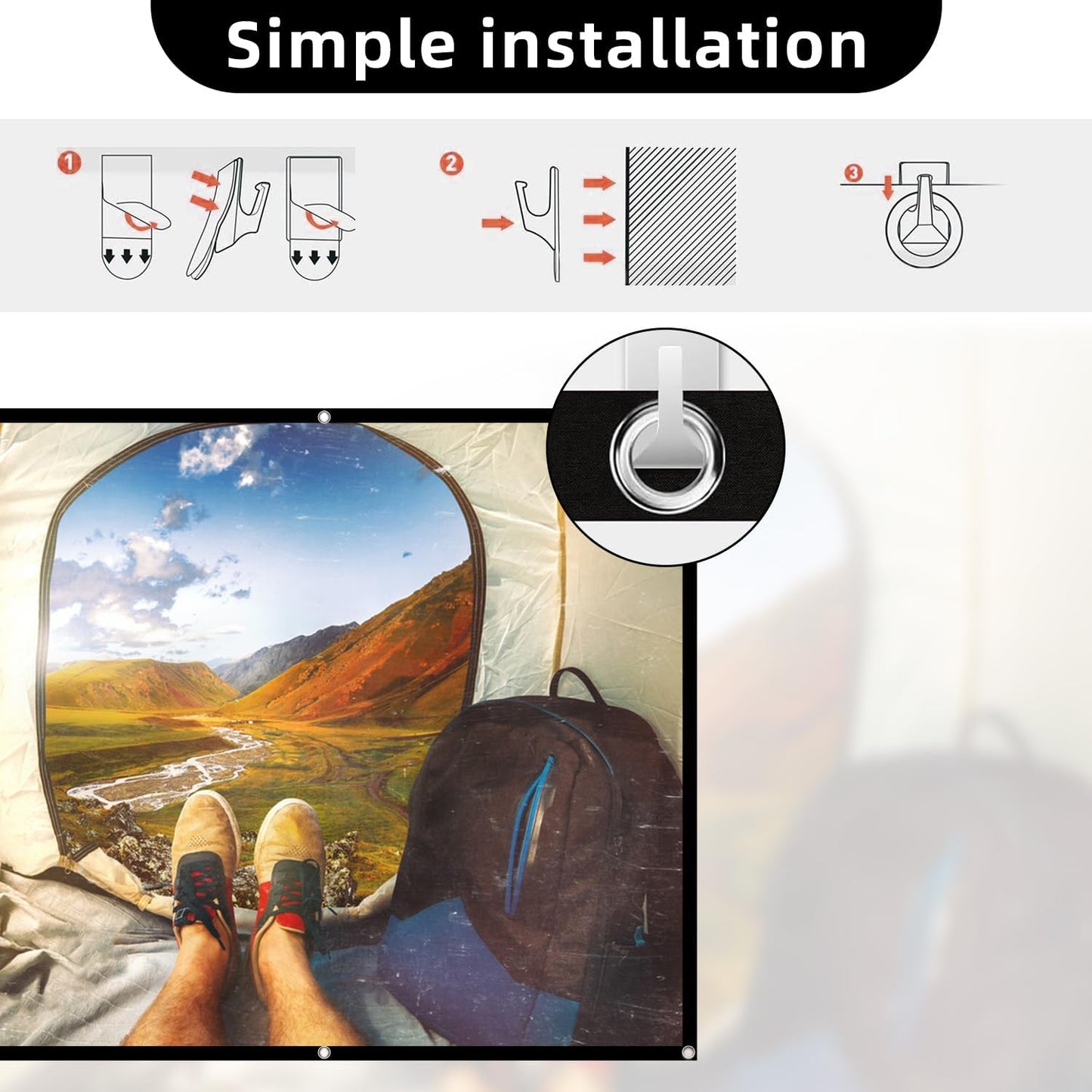 WEDIOU 120 inch: 16:9 4K Outdoor Movie Projector Screen Wrinkle-Free and Foldable Projection Screens HD for Theater.