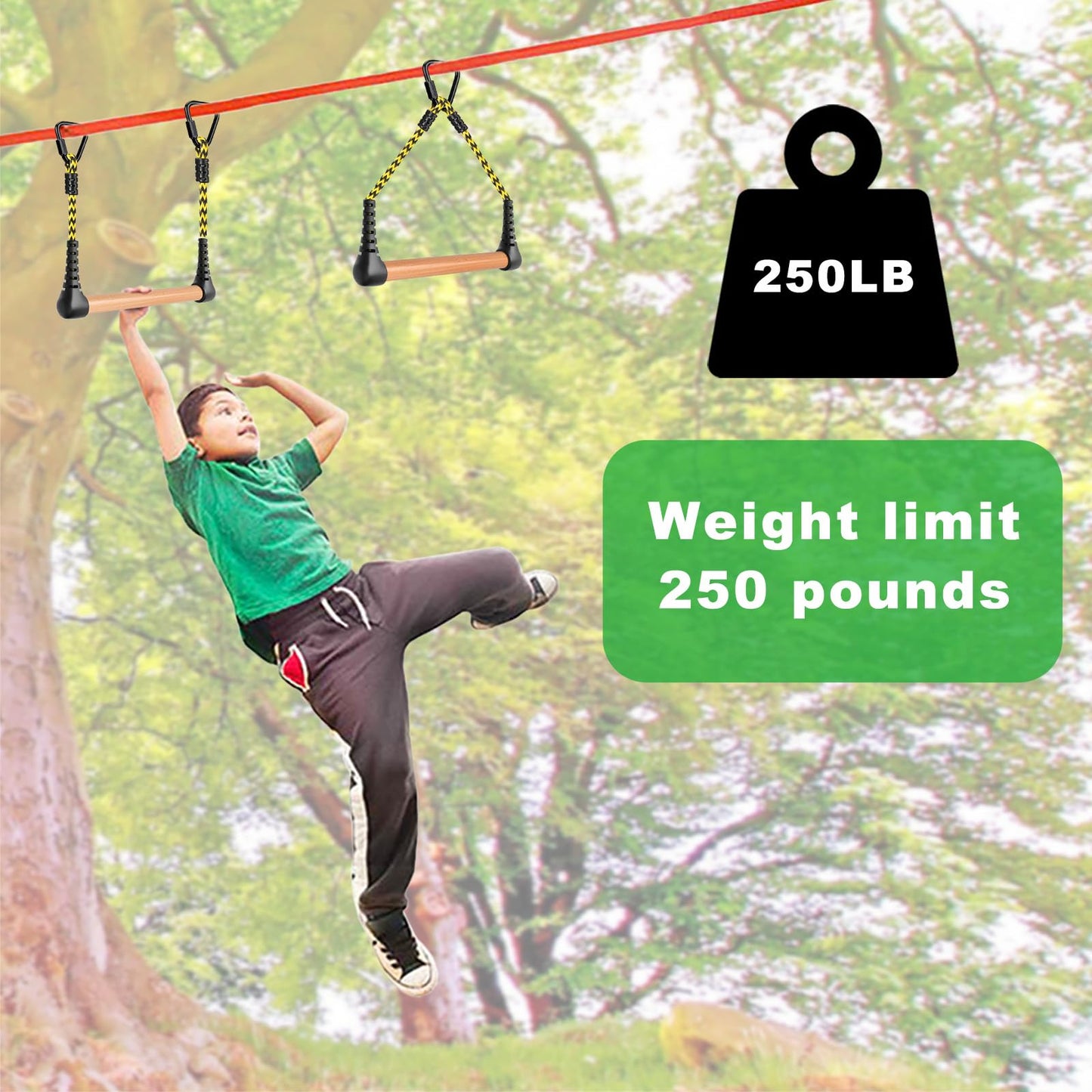 SELEWARE 3-Pack Kids Monkey Bars for Backyard & Indoor – Hanging Monkey Bars Ninja Line Accessories, Ninja Warrior Accessories for Obstacle Course Training