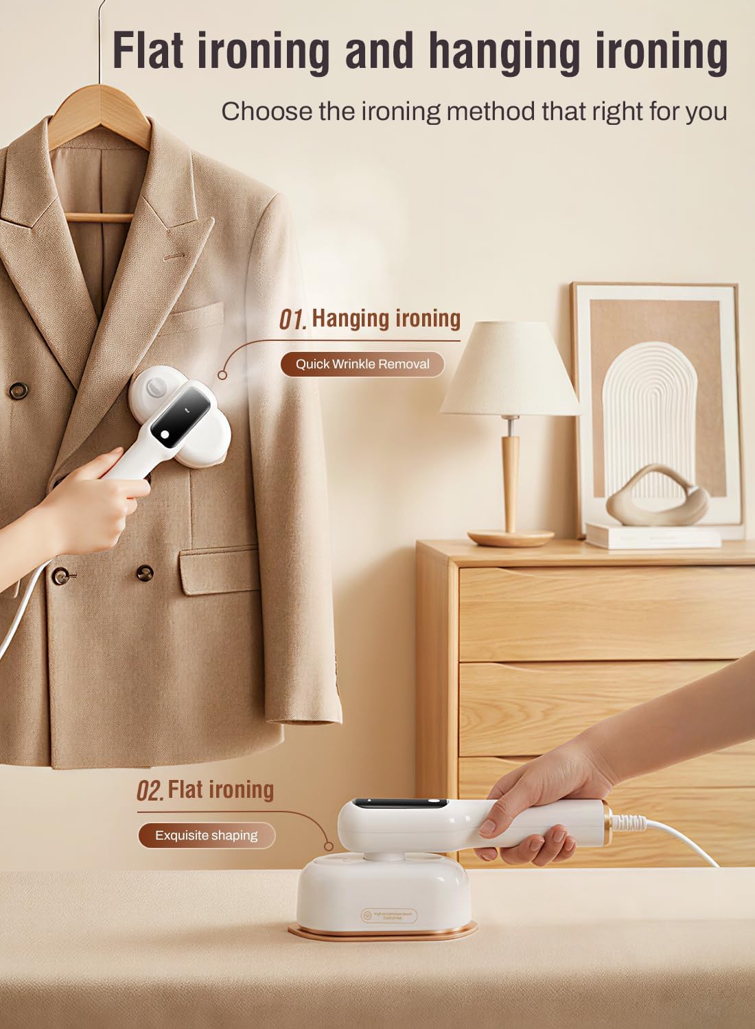 Skiennix Travel Steamer - 2-in-1 Handheld Garment Steamer & Iron | 1200W Fast Heat-Up, 5 Steam Modes, Self-Cleaning