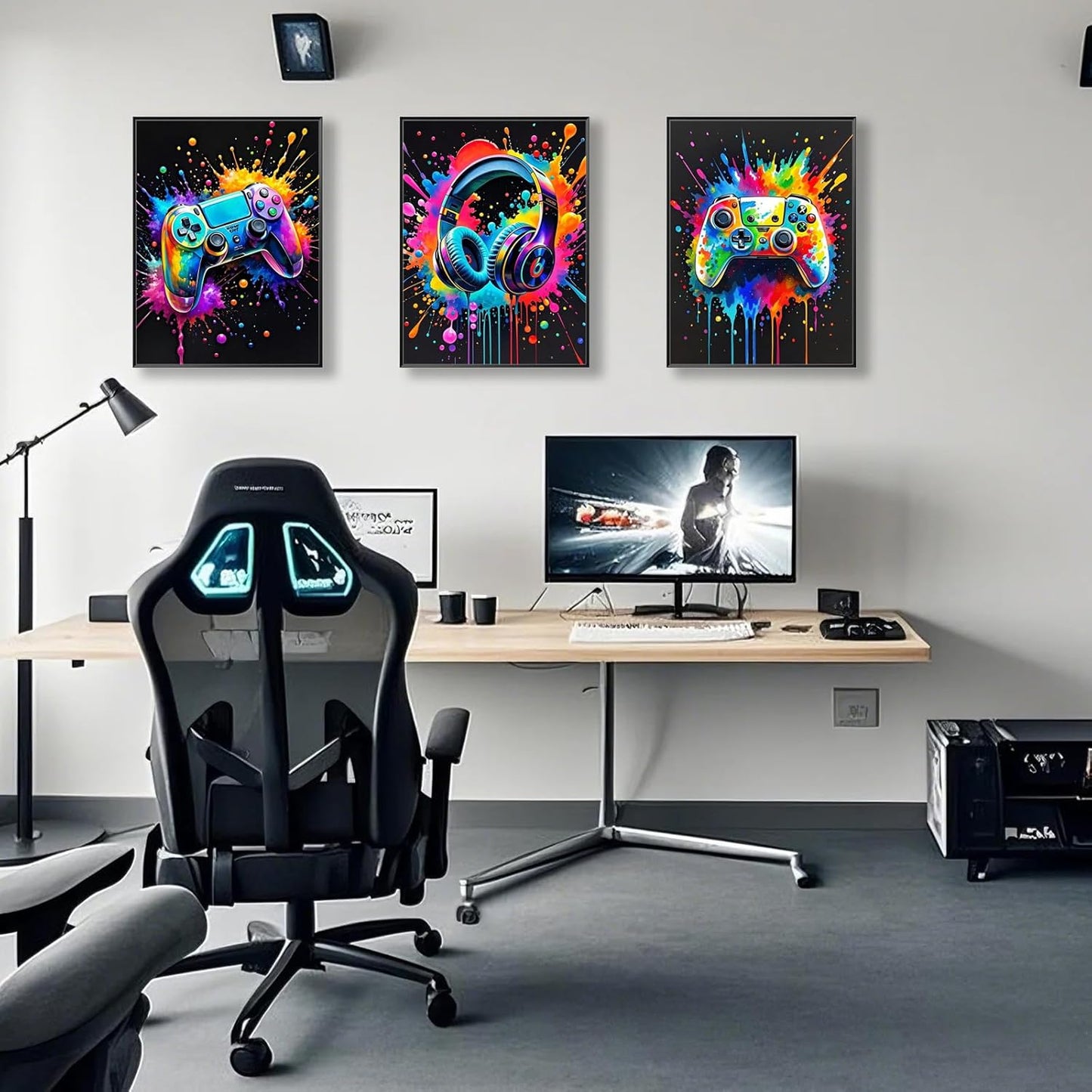 Skiennix Gaming Room Wall Art - Colorful Canvas Posters for Gamers | 12x16 Inch Unframed Prints