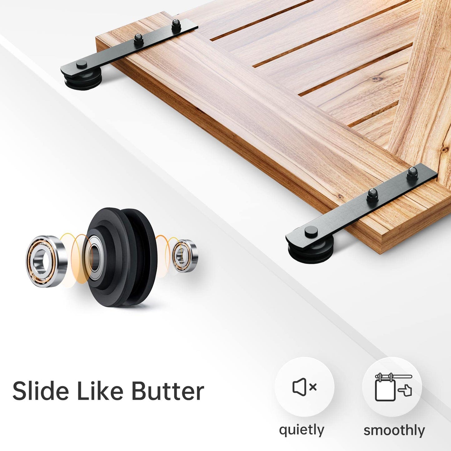 EaseLife 12 FT Double Door Sliding Barn Door Hardware Track Kit,Straight Pulley,Heavy Duty,Slide Smoothly Quietly,Easy Install (12FT Track Kit for Double 36" Wide Door)