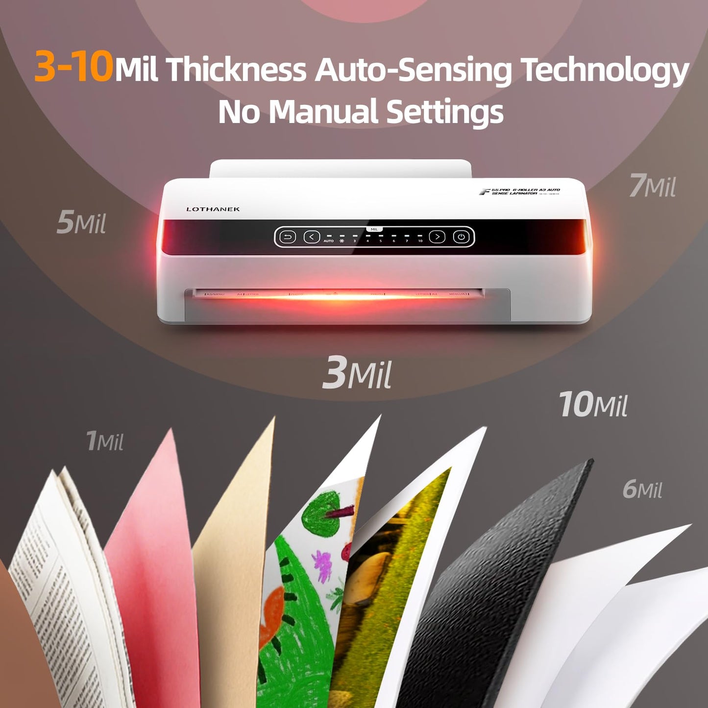 F55 Pro 6 Roller 13" Professional Laminator Machine with Auto-Sensing Technology, Handles 3-10Mil Thick Pouches, 1-Minute Warm-Up, Jam-Proof System with Auto Reverse, for Office & School Use (White)