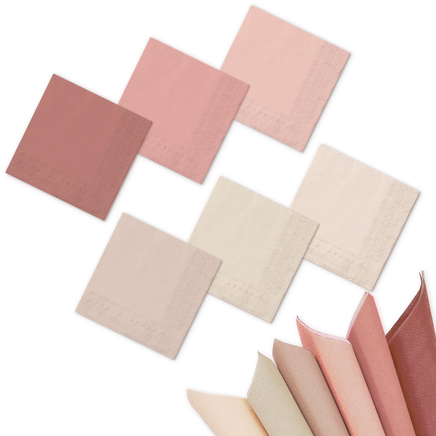 Whaline 120Pcs Dusty Pink Cocktail Napkin 6 Gradient Color Paper Napkins Pink Nude Milky White Disposable Dinner Napkins for Mother's Day Wedding Baby Shower Supplies