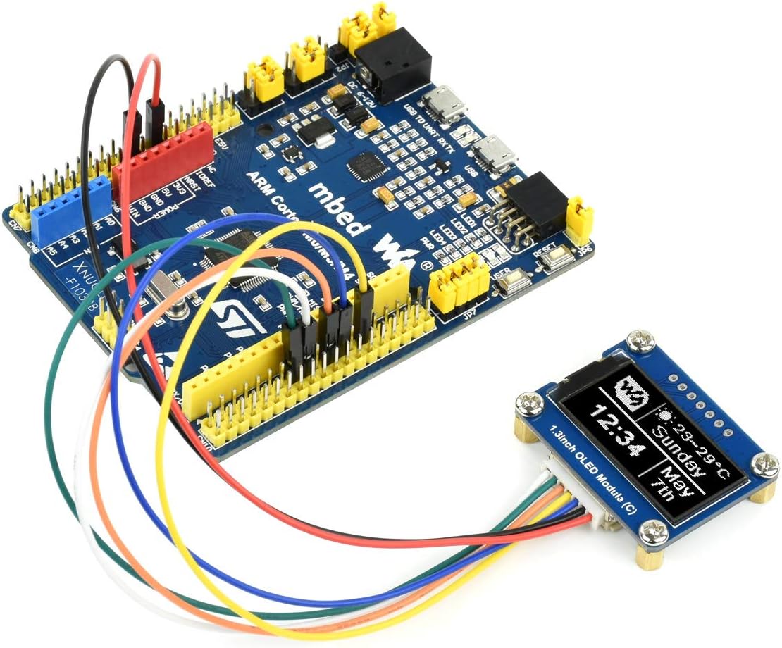 waveshare 1.3inch 64128 I2C OLED Module, Resolution Black/White Display Module with SPI and Interface for Raspberry Pi