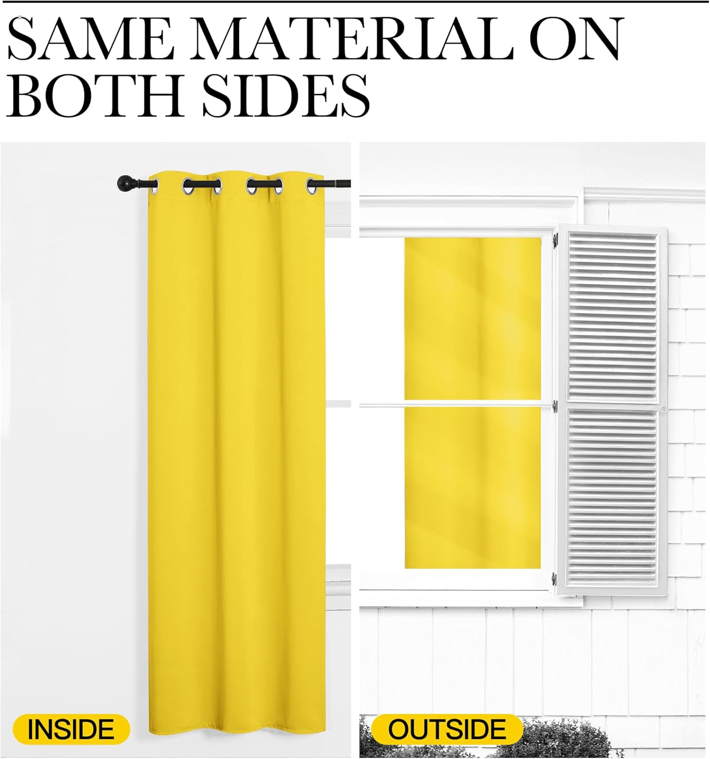 NICETOWN Thermal Insulated Bedroom Curtain Panels - Bright Yellow Grommet Drapes (34 x 45 Inch, 1 Pair)