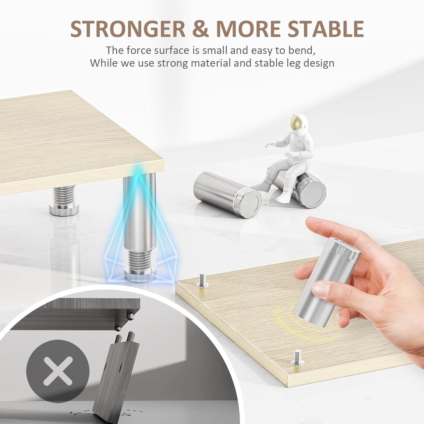 2 AX Waber Dual Monitor Riser - Adjustable Length & Angle, Wooden Stand for Monitors with Storage