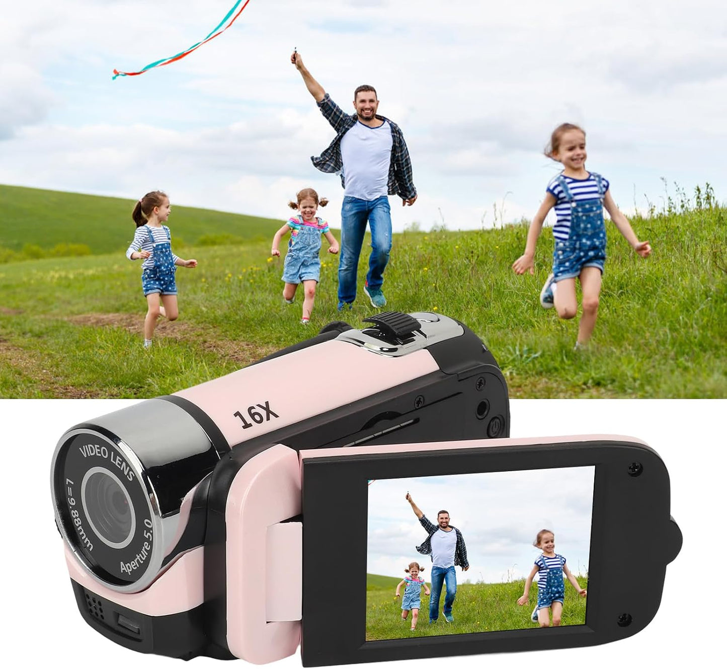 Focket 1080P 16MP 2.4in 16X 1020mAh 32GB Digital Camera, FHD Vlogging Camera with Flip Screen, Digital Zoom, Flash