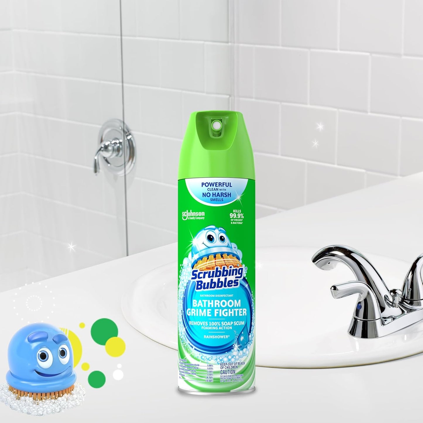 Scrubbing Bubbles Bathroom Cleaner - Foaming Disinfectant Spray with Rainshower Scent | 20oz