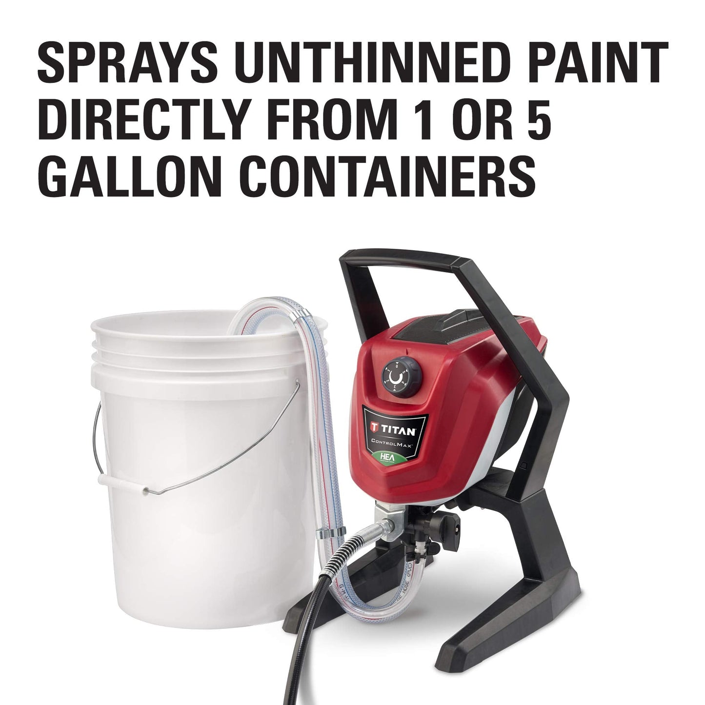 Titan ControlMax 1500 0580005 High Efficiency Airless Paint Sprayer, HEA technology decreases overspray by up to 55% while delivering softer spray providing a consistent spray pattern