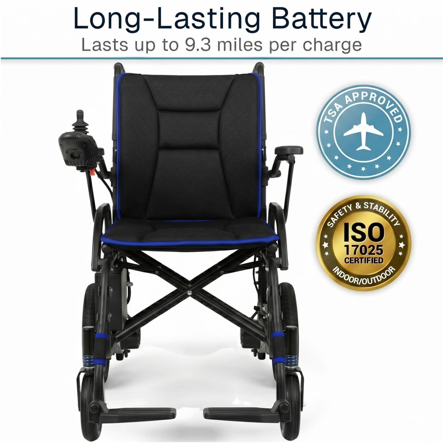 Vive Ultra Lightweight Electric Wheelchair for Adults - Foldable Power Wheel Chair - Collapsible, Folding, Ultralight, Motorized, Light Weight Travel Senior Folding Mobility Aid - Weighs Just 39 lbs